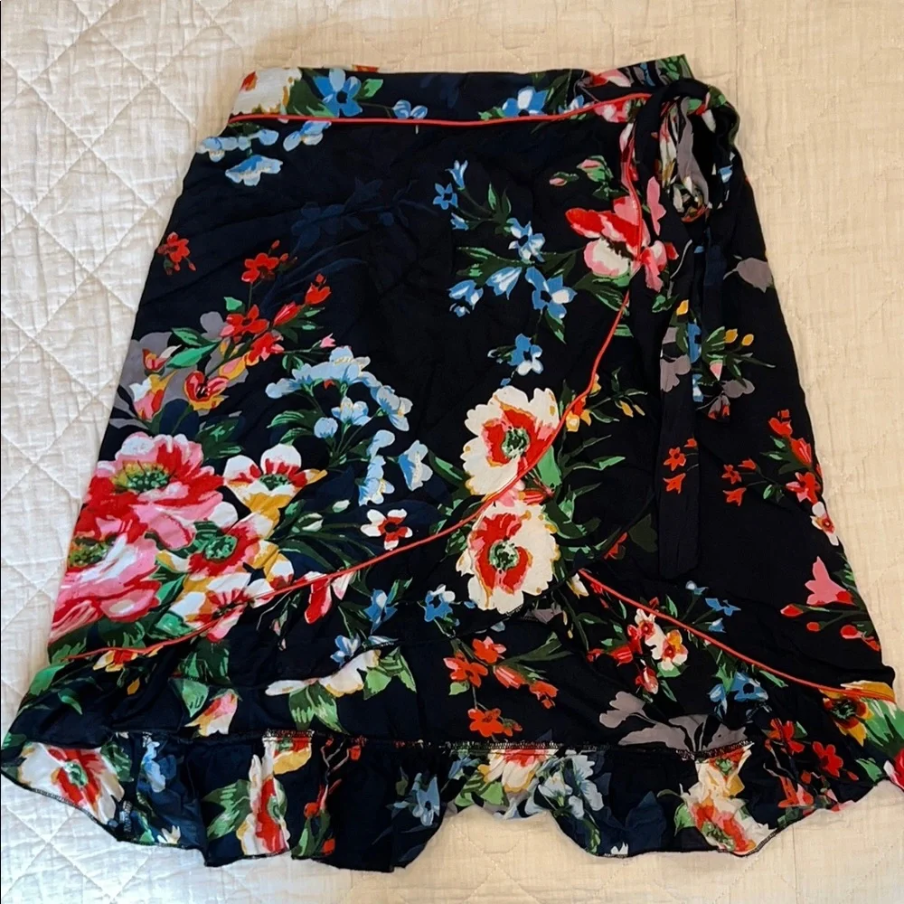 Free People Black Ruffled Wrap Mini Skirt - Picture 2 of 6